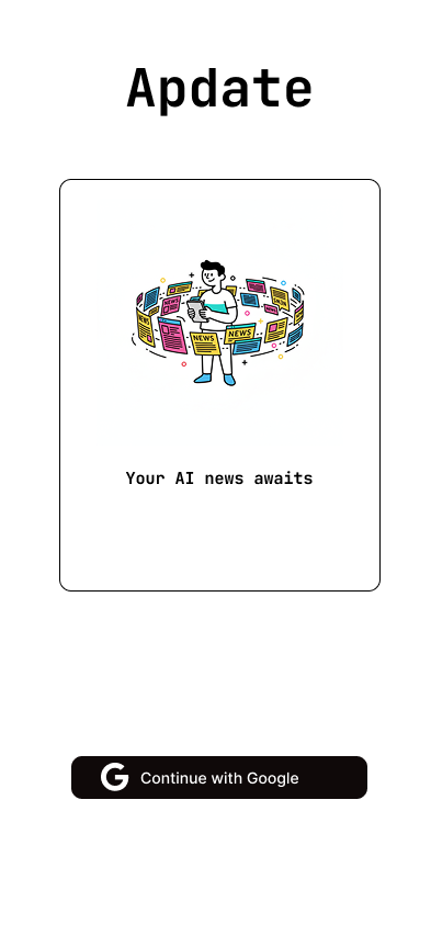 Apdate app sign up screen mockup